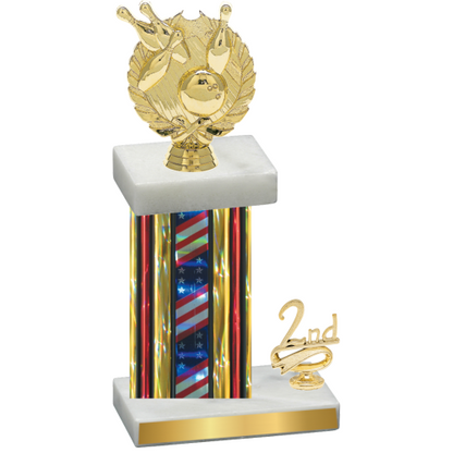 Accented Single Flag USA Second Place Bowling Trophy