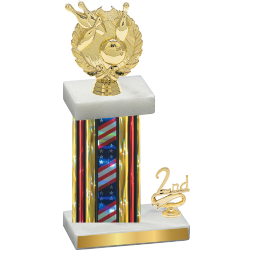 Accented Single Flag USA Second Place Bowling Trophy