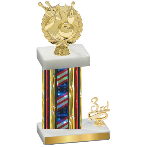 Accented Single Flag USA Third Place Bowling Trophy