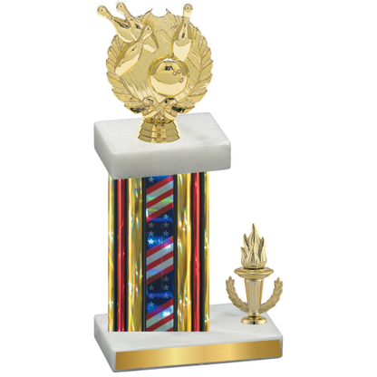 Accented Single Flag USA Victory Bowling Trophy