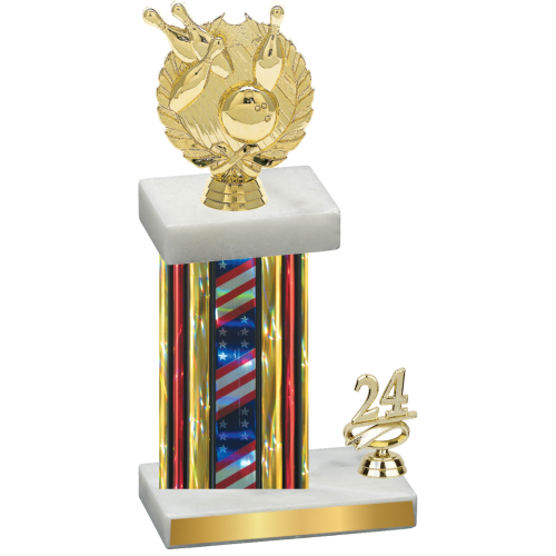 Accented Single Flag USA Year Bowling Trophy