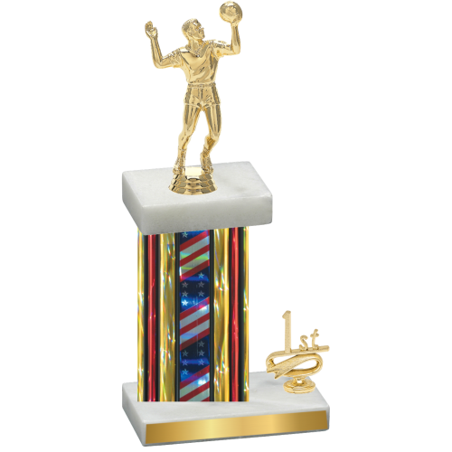 Accented Single Flag USA First Place Volleyball Trophy