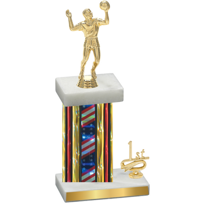 Accented Single Flag USA First Place Volleyball Trophy