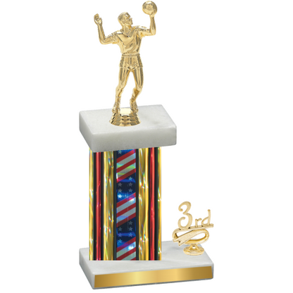 Accented Single Flag USA Third Place Volleyball Trophy