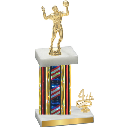 Accented Single Flag USA Fourth Place Volleyball Trophy