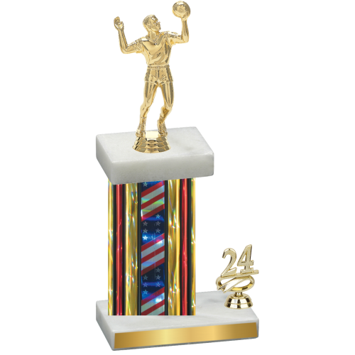 Accented Single Flag USA Year Volleyball Trophy