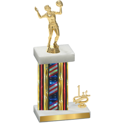 Accented Single Flag USA First Place Volleyball Trophy