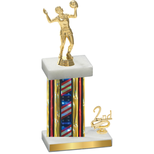 Accented Single Flag USA Second Place Volleyball Trophy