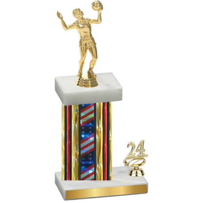 Accented Single Flag USA Year Volleyball Trophy