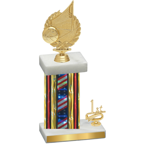 Accented Single Flag USA First Place Volleyball Trophy