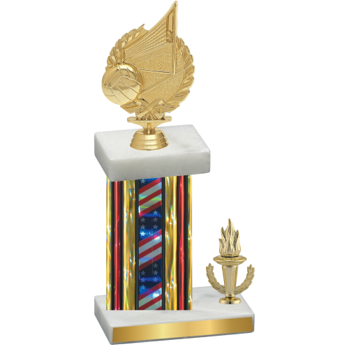 Accented Single Flag USA Victory Volleyball Trophy