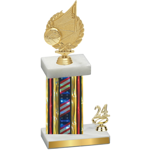 Accented Single Flag USA Year Volleyball Trophy