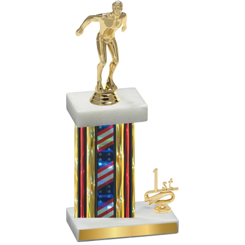 Accented Single Flag USA First Place Swimming Trophy