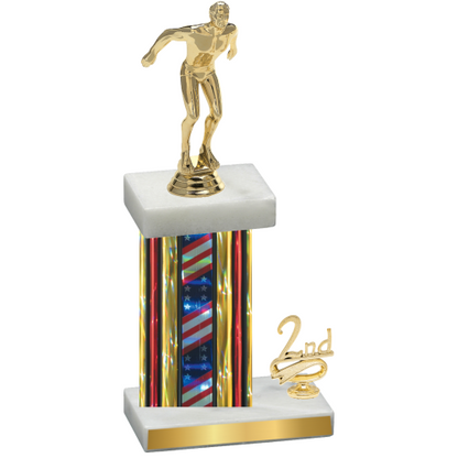 Accented Single Flag USA Second Place Swimming Trophy