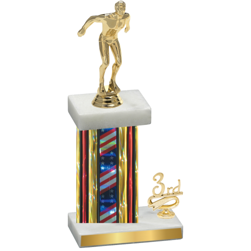 Accented Single Flag USA Third Place Swimming Trophy
