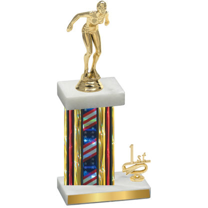 Accented Single Flag USA First Place Tennis Trophy