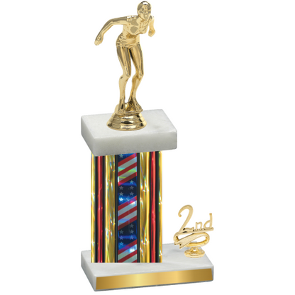 Accented Single Flag USA Second Place Tennis Trophy