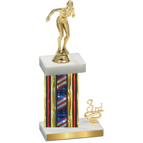 Accented Single Flag USA Third Place Tennis Trophy