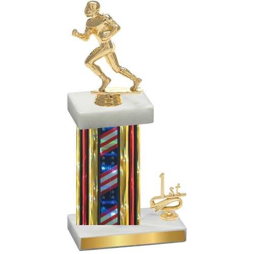 Accented Single Flag USA First Place Football Trophy