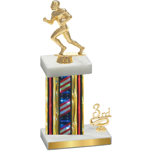Accented Single Flag USA Third Place Football Trophy