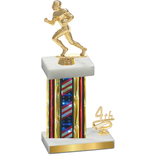 Accented Single Flag USA Fourth Place Football Trophy