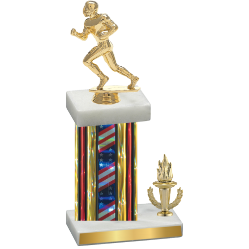 Accented Single Flag USA Victory Football Trophy