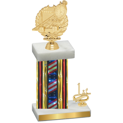 Accented Single Flag USA First Place Swimming Trophy