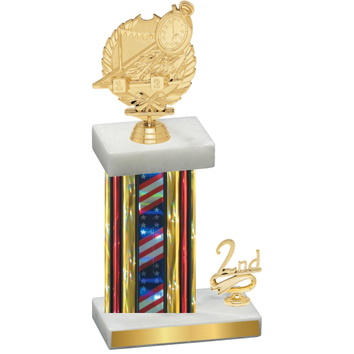 Accented Single Flag USA Second Place Swimming Trophy