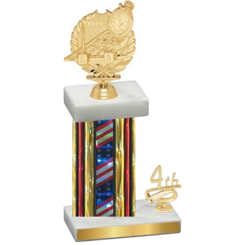 Accented Single Flag USA Fourth Place Swimming Trophy