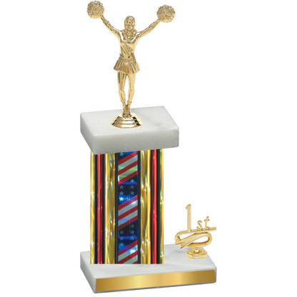 Accented Single Flag USA First Place Cheerleading Trophy