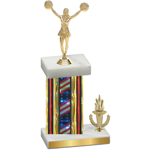 Accented Single Flag USA Victory Cheerleading Trophy