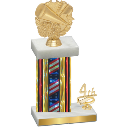 Accented Single Flag USA Fourth Place Cheerleading Trophy