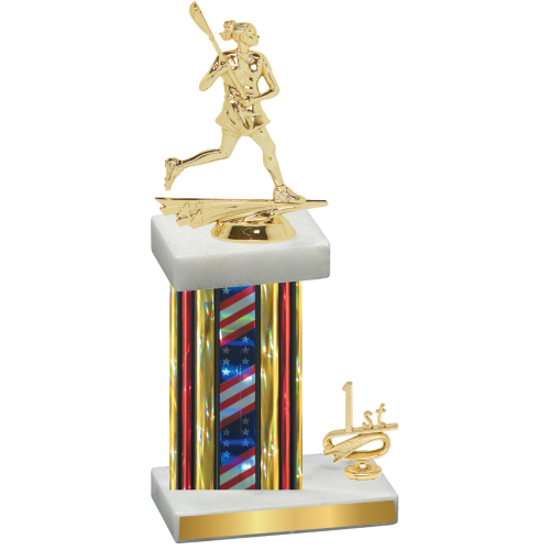 Accented Single Flag USA First Place Lacrosse Trophy