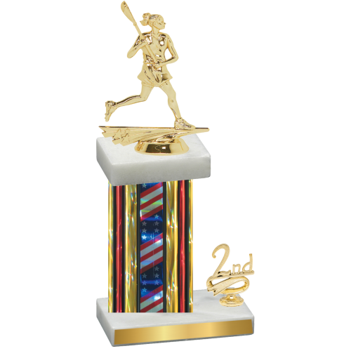 Accented Single Flag USA Second Place Lacrosse Trophy