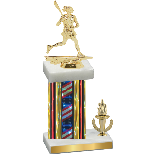 Accented Single Flag USA Victory Lacrosse Trophy