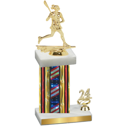 Accented Single Flag USA Year Lacrosse Trophy