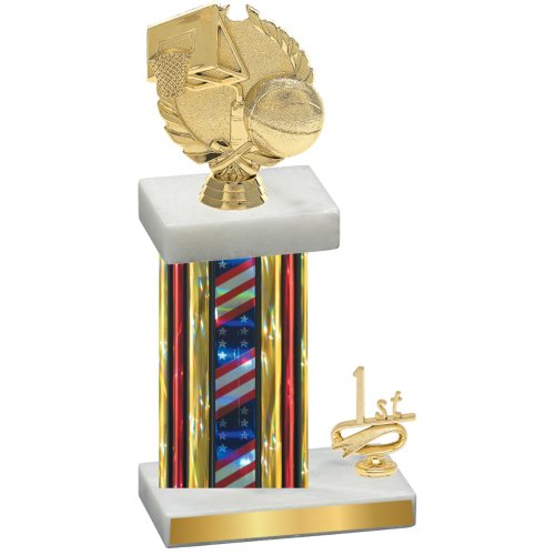 Accented Single Flag USA First Place Basketball Trophy