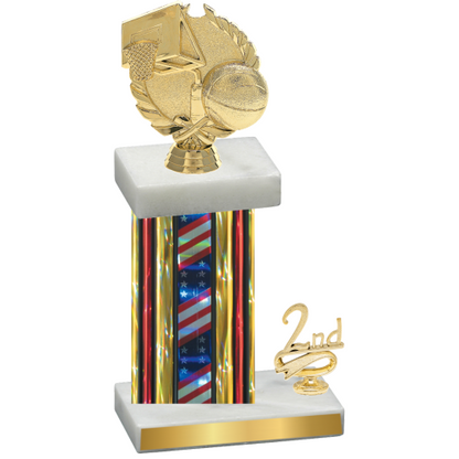 Accented Single Flag USA Second Place Basketball Trophy