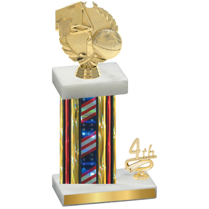 Accented Single Flag USA Fourth Place Basketball Trophy