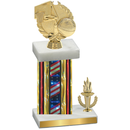 Accented Single Flag USA Victory Basketball Trophy