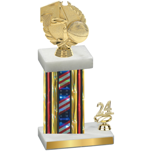 Accented Single Flag USA Year Basketball Trophy