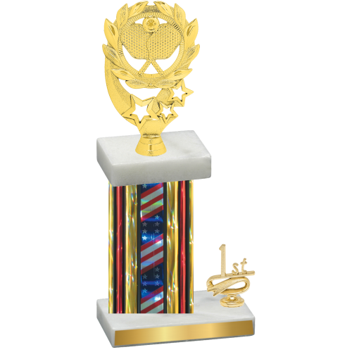 Accented Single Flag USA First Place Pickleball Trophy