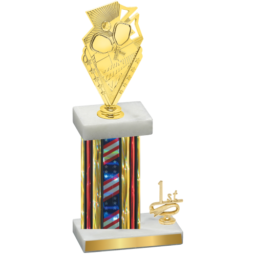 Accented Single Flag USA First Place Pickleball Trophy