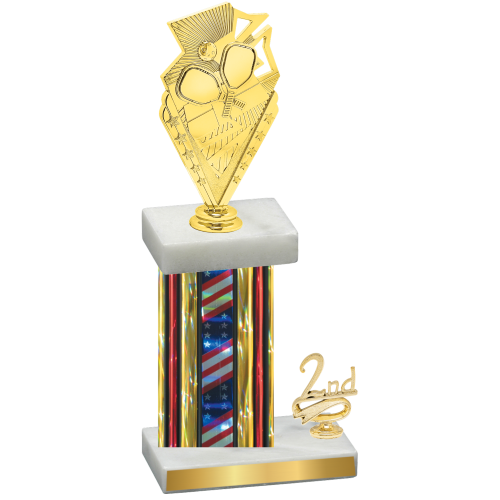 Accented Single Flag USA Second Place Pickleball Trophy