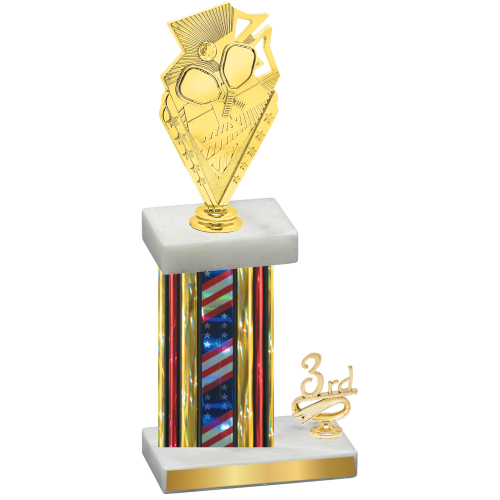 Accented Single Flag USA Third Place Pickleball Trophy