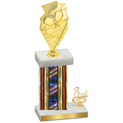 Accented Single Flag USA Third Place Pickleball Trophy