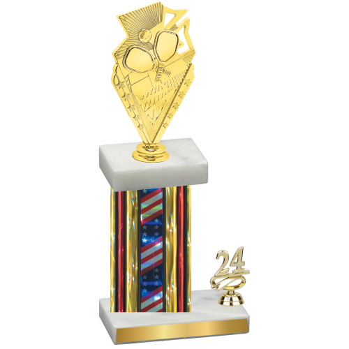 Accented Single Flag USA Year Pickleball Trophy