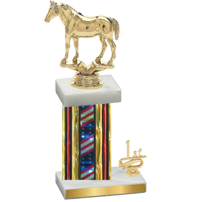 Accented Single Flag USA First Place Horses Trophy