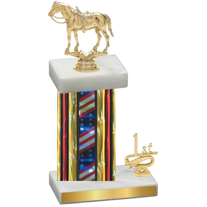 Accented Single Flag USA First Place Horses Trophy