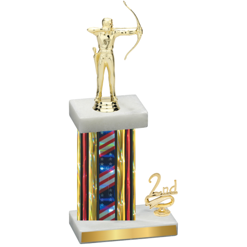 Accented Single Flag USA Second Place Archery Trophy